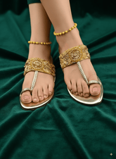 kolhapuri chappal (Golden) - Spunkz