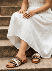 Leopard Strap Slippers (Brown) - Spunkz