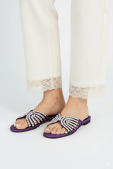 Jamie Purple Flat Slippers (11035) - Spunkz
