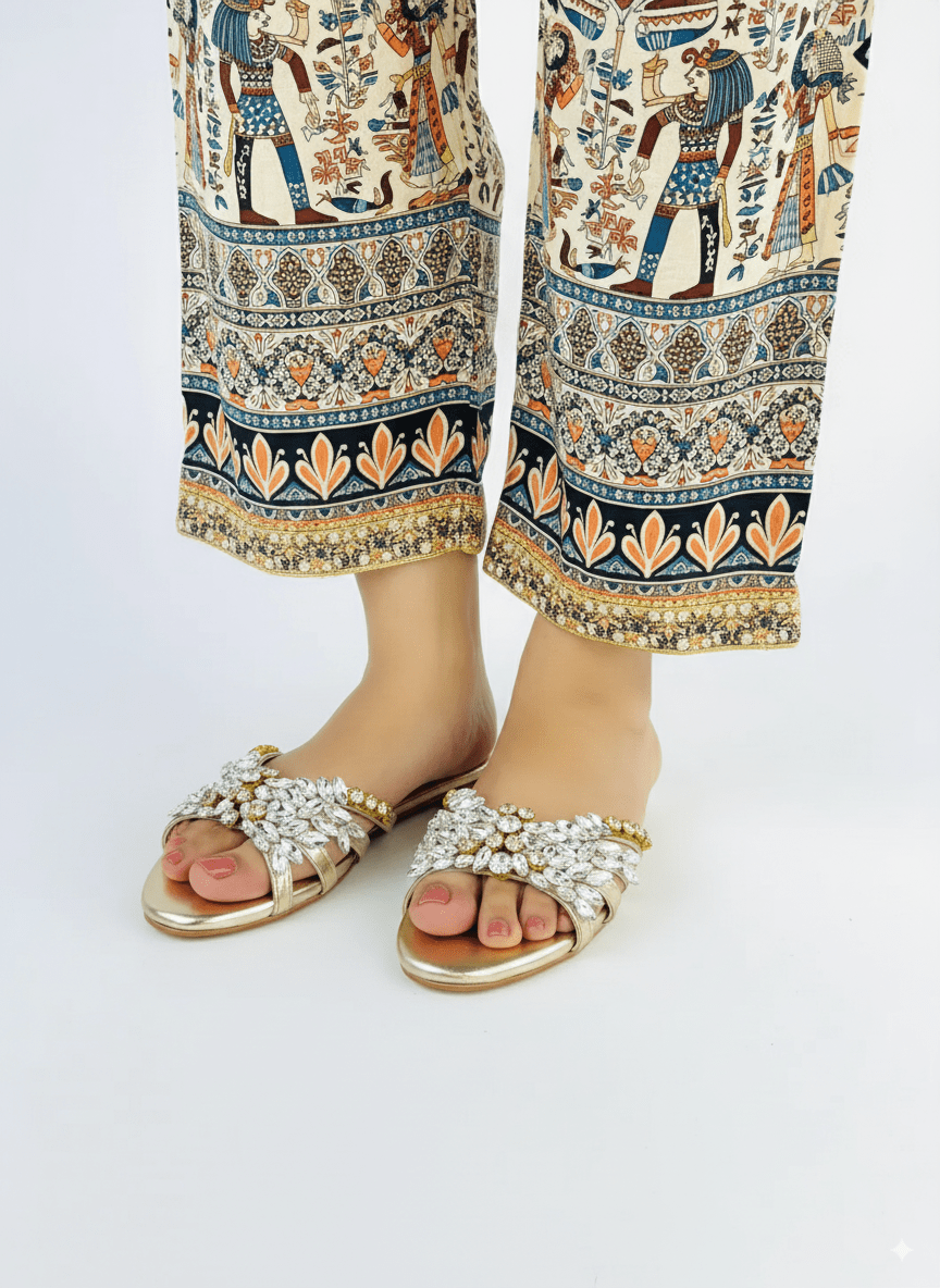 Gold Embellished Slippers (11020) - Spunkz