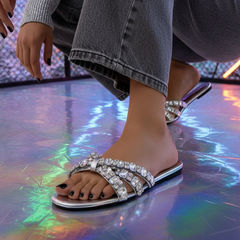Nuur Silver Flat Slippers 90064