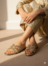 Sitara Gold Flat Slides