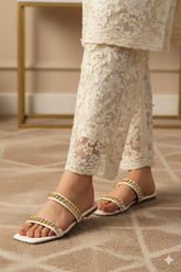 Ziva White Flat Slippers (11038)