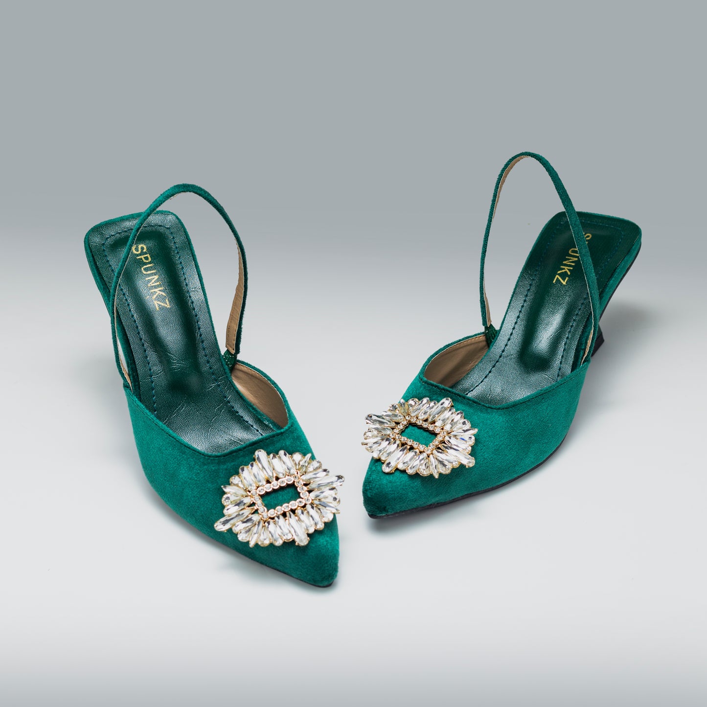 Anastasia Green Velvet Slingback - Spunkz