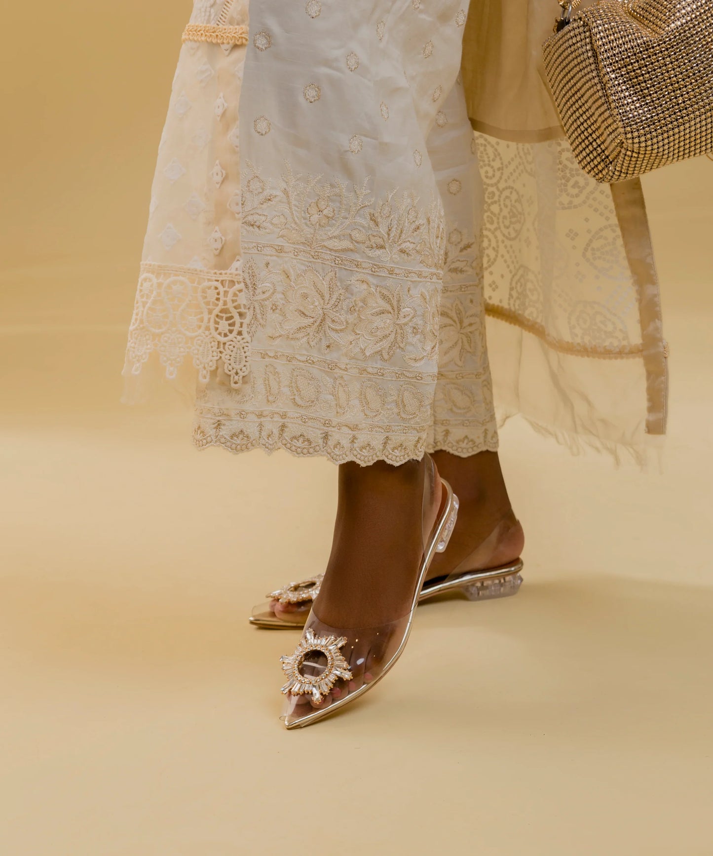 Cinderella Transparent Flats (Gold) - Spunkz