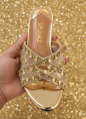 Sitara Gold Flat Slides 90063
