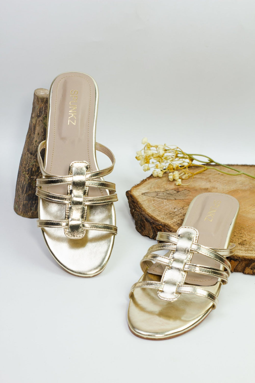 Bella Gold flat sandals (11075) - Spunkz