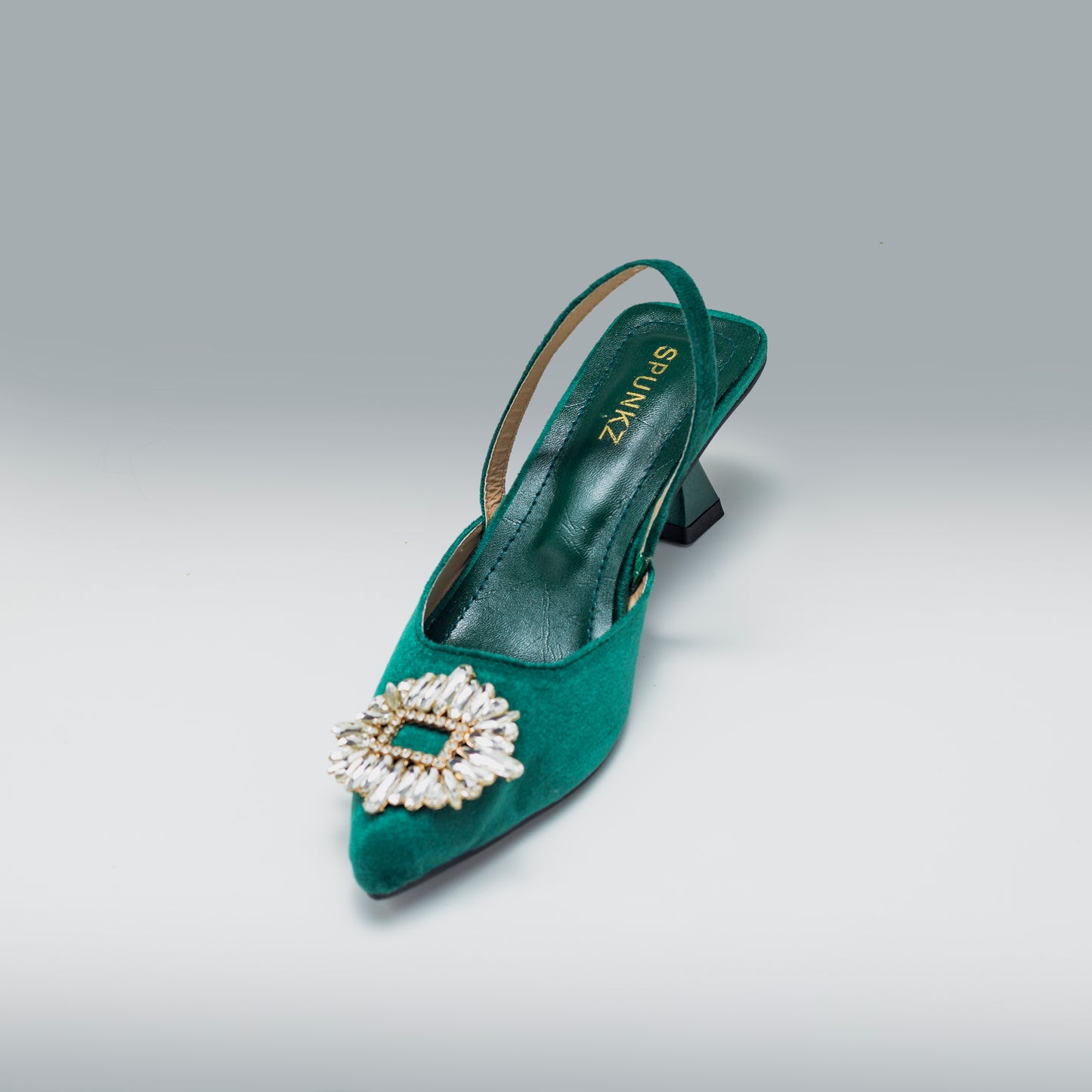 Anastasia Green Velvet Slingback - Spunkz