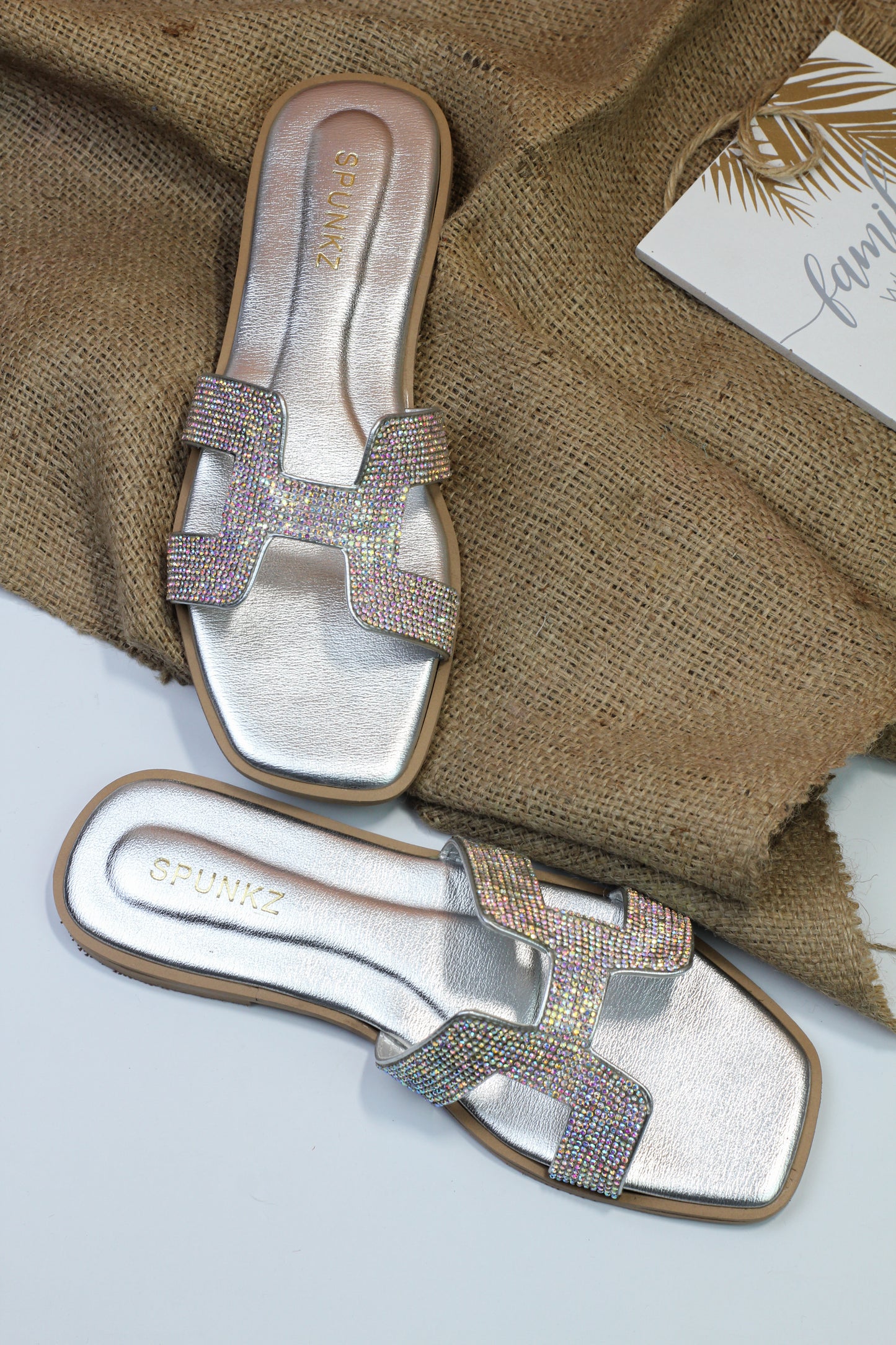 Oran Silver Flat Sandals (11034) - Spunkz