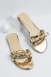 Myra Gold Flat Slippers (11070) - Spunkz