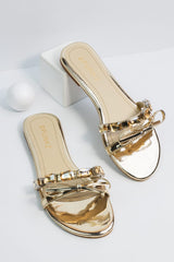 Myra Gold Flat Slippers (11070) - Spunkz