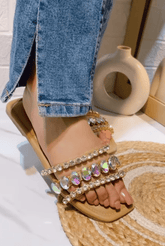 Nageena Multi Stone Slippers - Spunkz