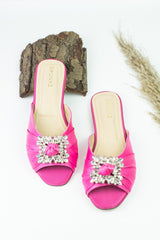 Pink Brooch Flat Slippers (11033) - Spunkz