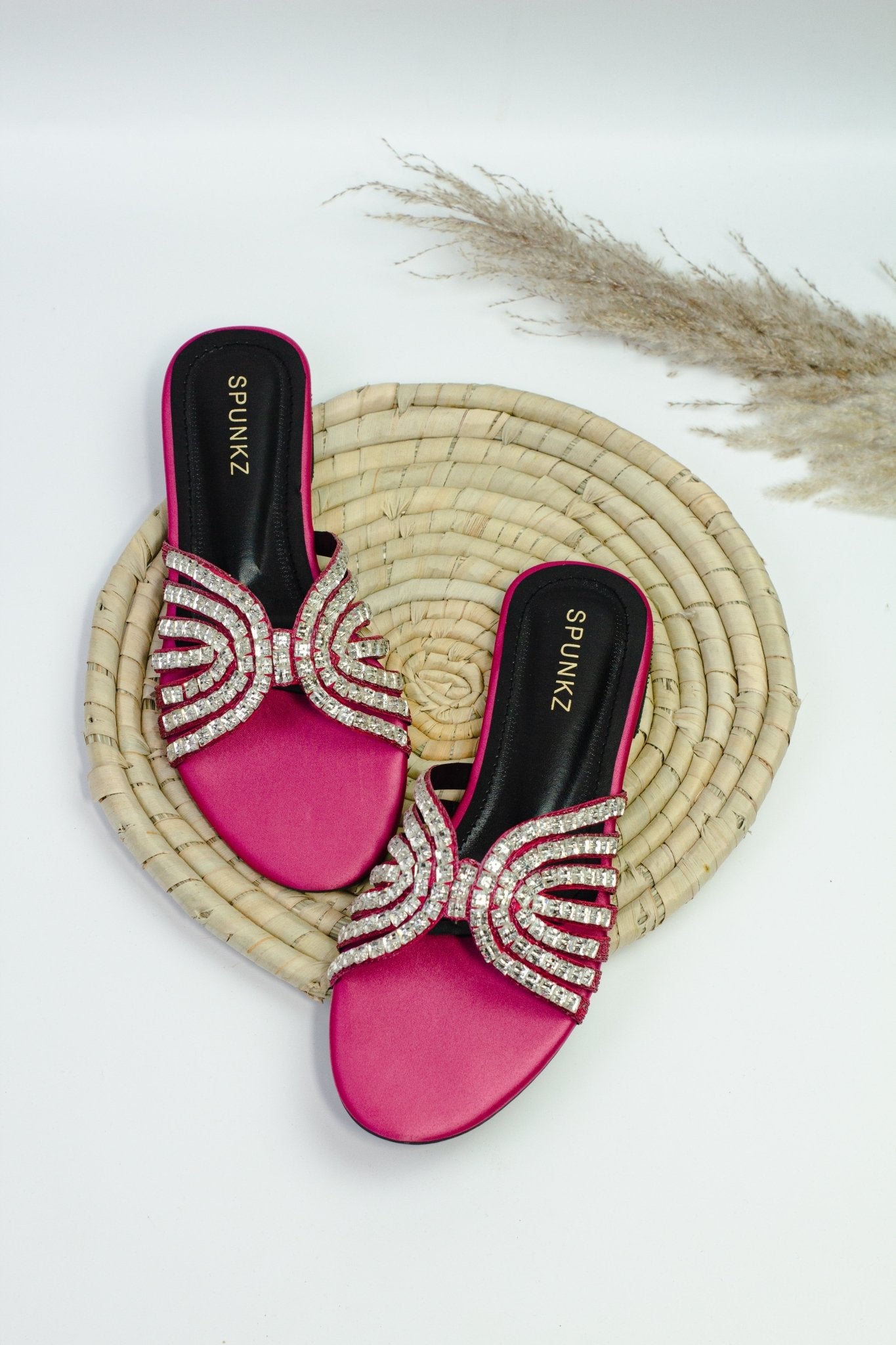 Jamie Pink Flat Slippers (11035) - Spunkz