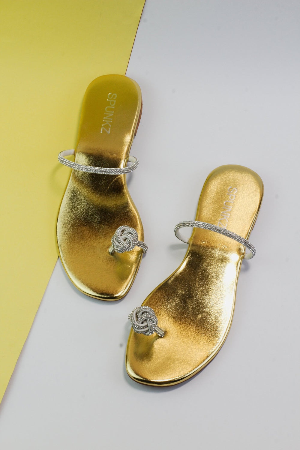 Cyra Shiny Gold Flat Slides (11065) - Spunkz