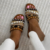 Leopard Strap Slippers (Brown) - Spunkz