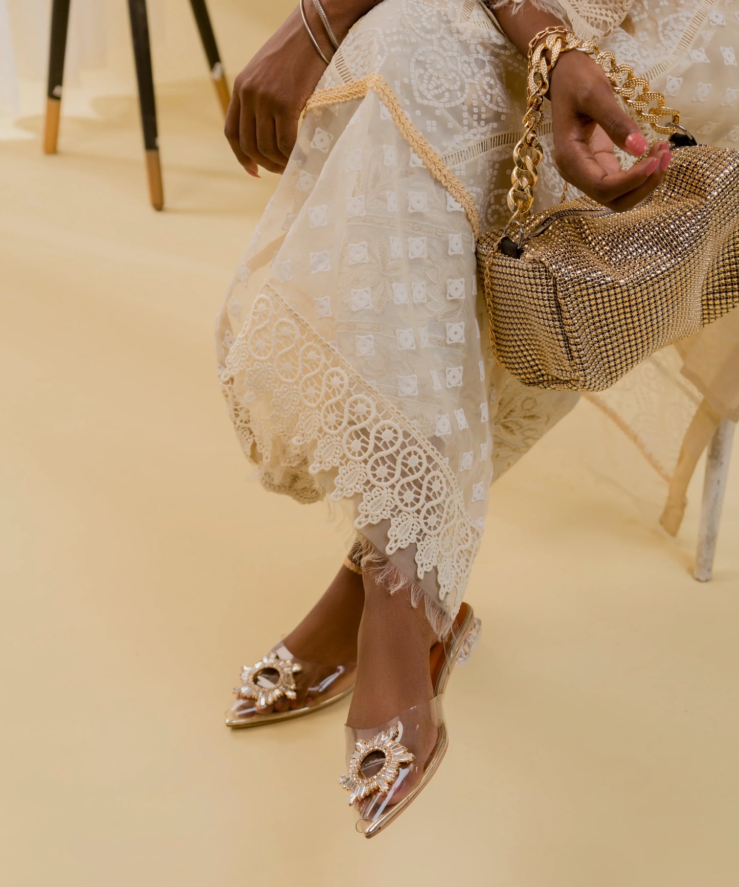 Cinderella Transparent Flats (Gold) - Spunkz