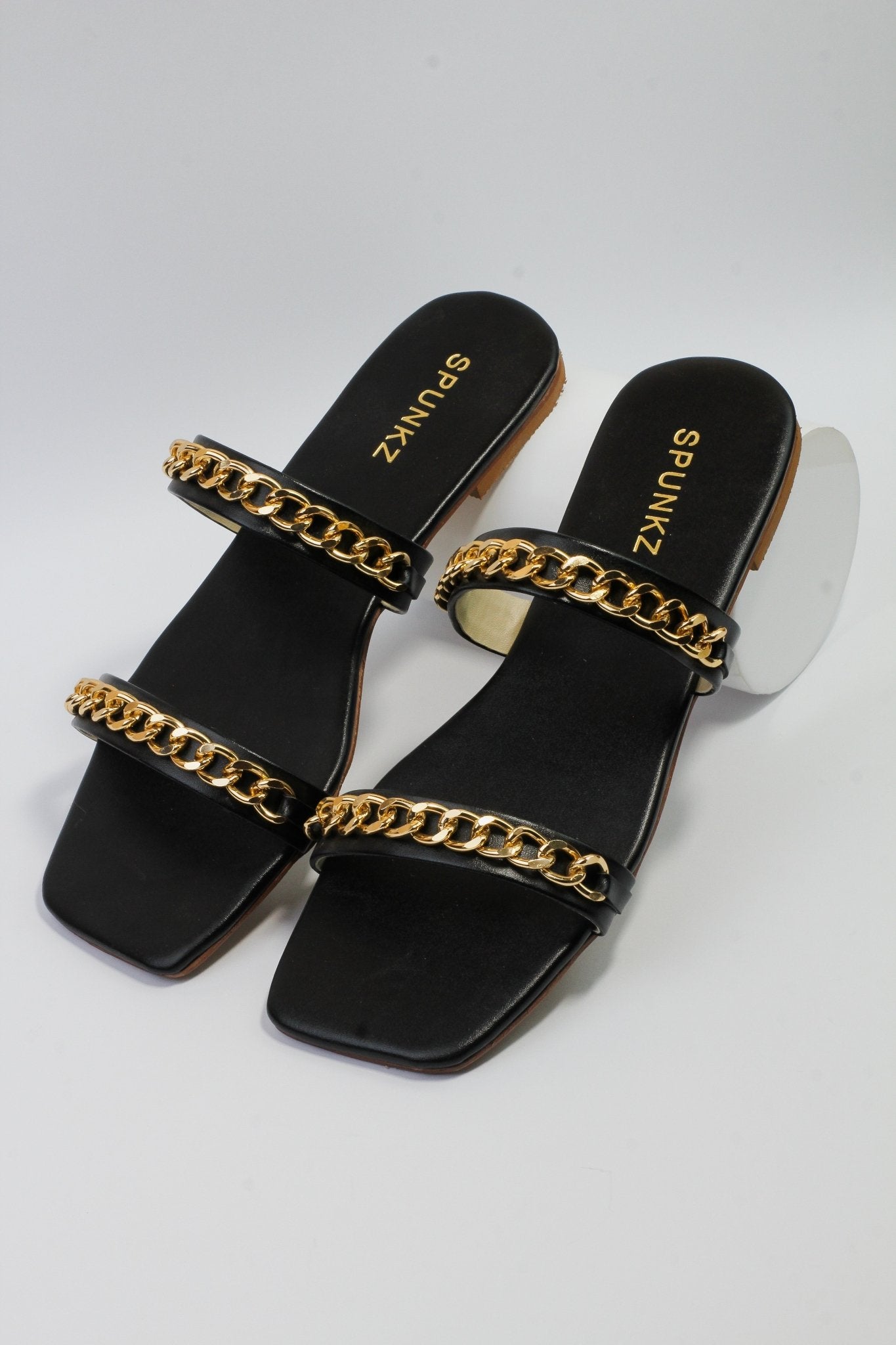 Ziva Black Flat Slip on Sandals (11038) - Spunkz