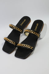 Ziva Black Flat Slip on Sandals (11038) - Spunkz