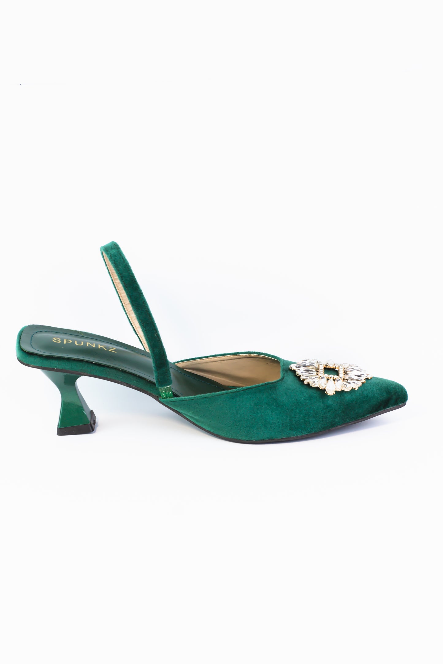 Anastasia Green Velvet Slingback - Spunkz