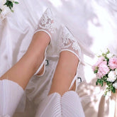 White Embellished Mesh Heels 90039
