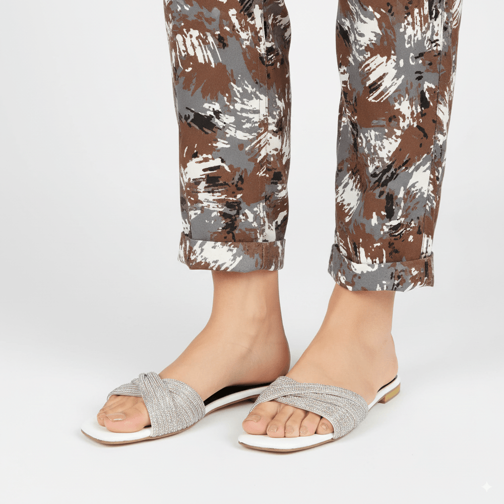 Cross Mash White Slippers for Girls - Spunkz