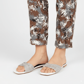 Cross Mash White Slippers for Girls - Spunkz