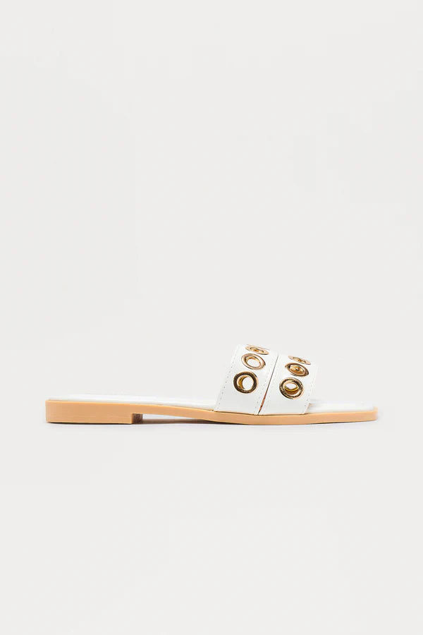 White Slip on Sandals