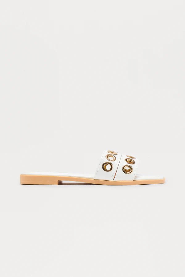 White Slip on Sandals - Spunkz
