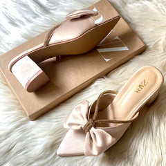 Bow Mesh Block Heel 910386