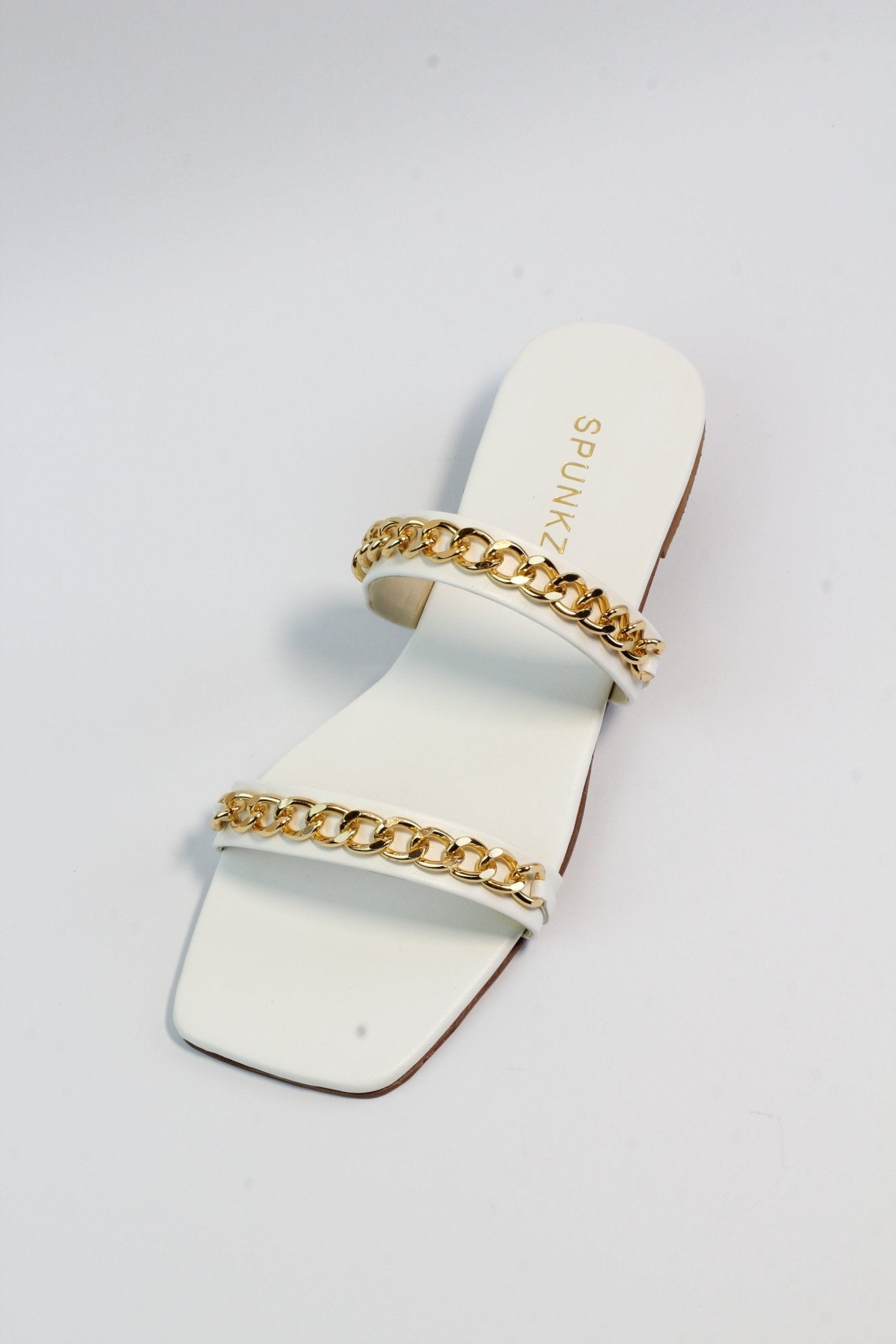 Ziva White Flat Slippers (11038) - Spunkz