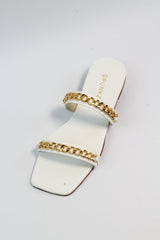 Ziva White Flat Slippers (11038) - Spunkz