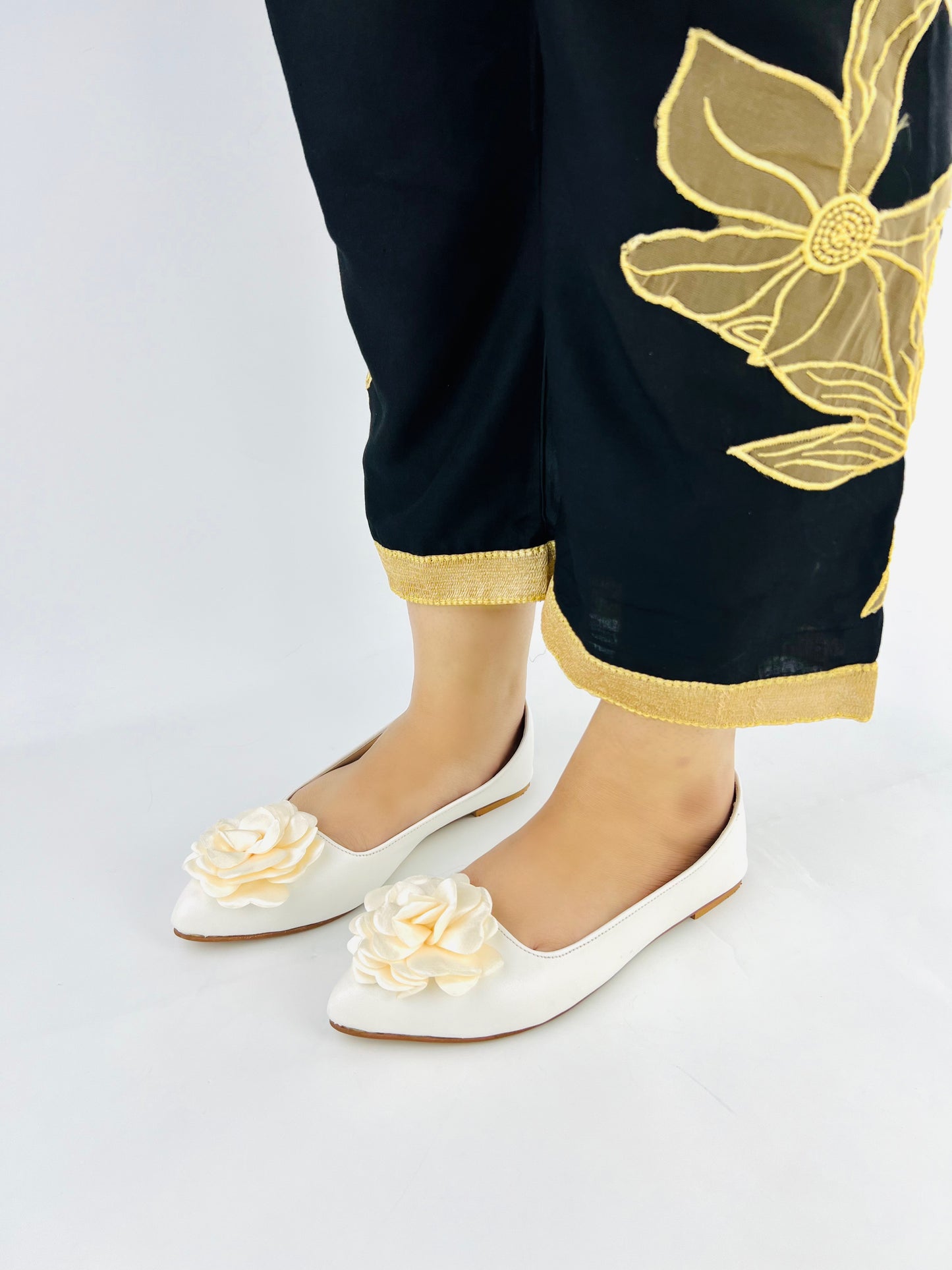 Spunkz Silk Flower Ballet Flats Wedding Shoes