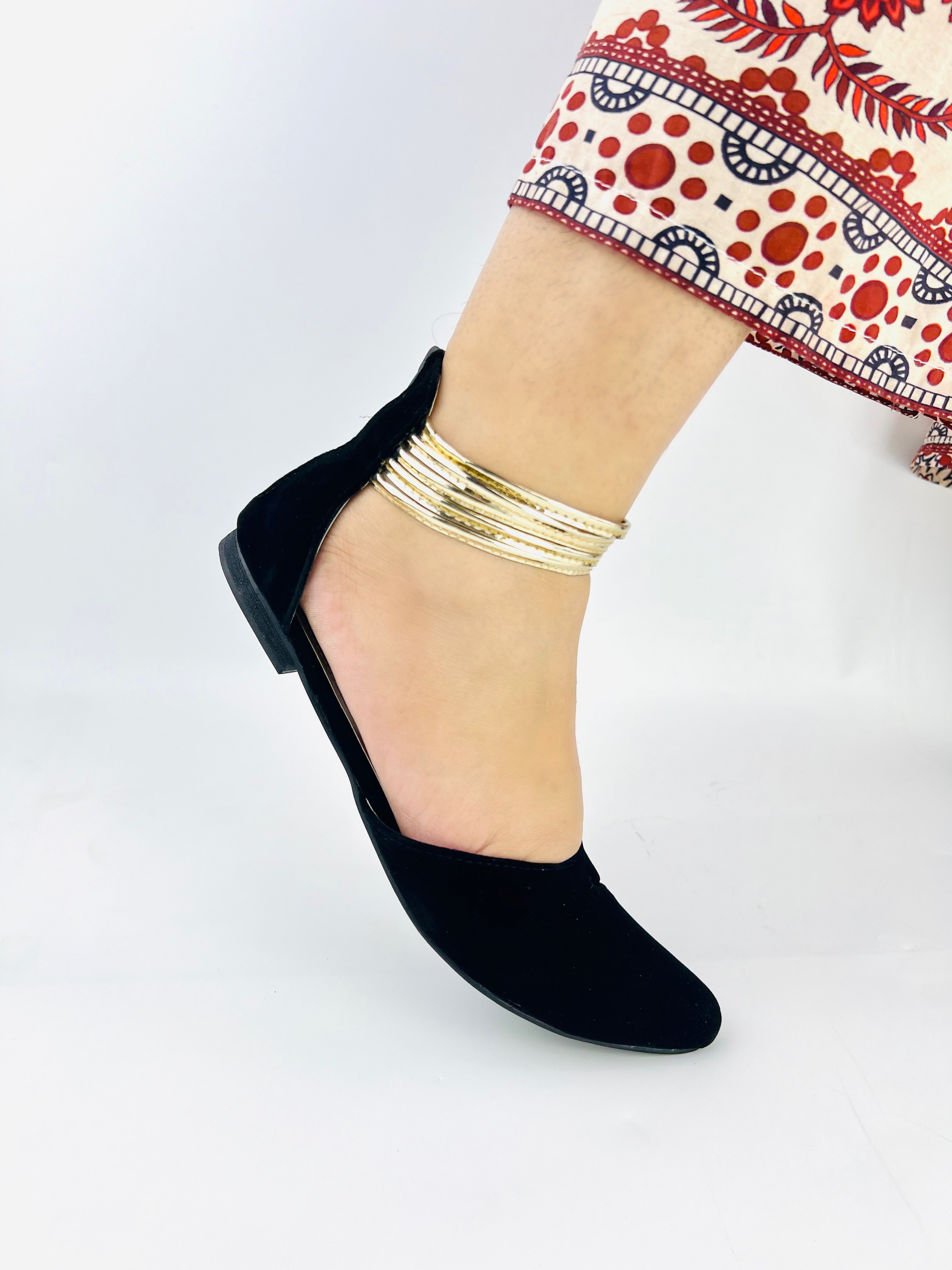 Layla Black Ankle Strap Mules Pump 90034