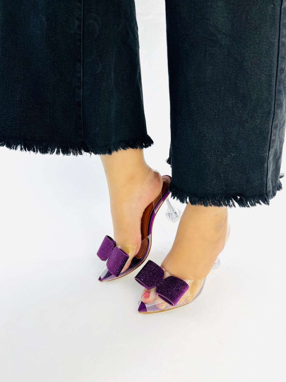 Romeo Purple Transparent Cinderella Heels (11085) - Spunkz