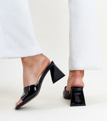 Black Block Heel Sandals - Spunkz