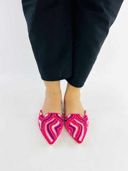 Spunkz Bridal Pink Hand Embroidery Mules