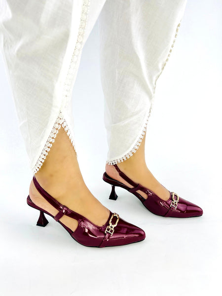 Burgundy Patent Heels - Spunkz