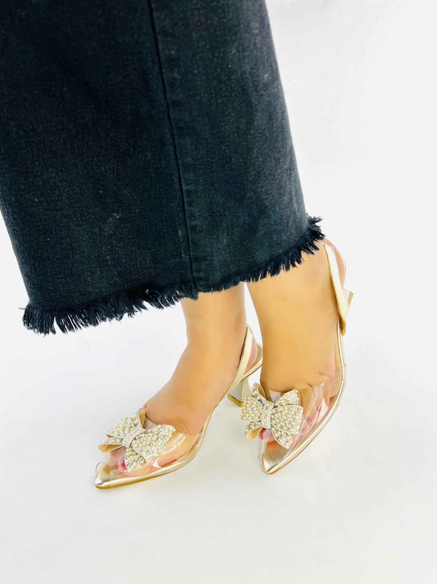 Spunkz Cinderella Gold Bow Tie Heel