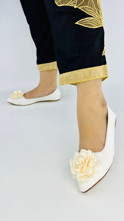 Spunkz Silk Flower Ballet Flats Wedding Shoes