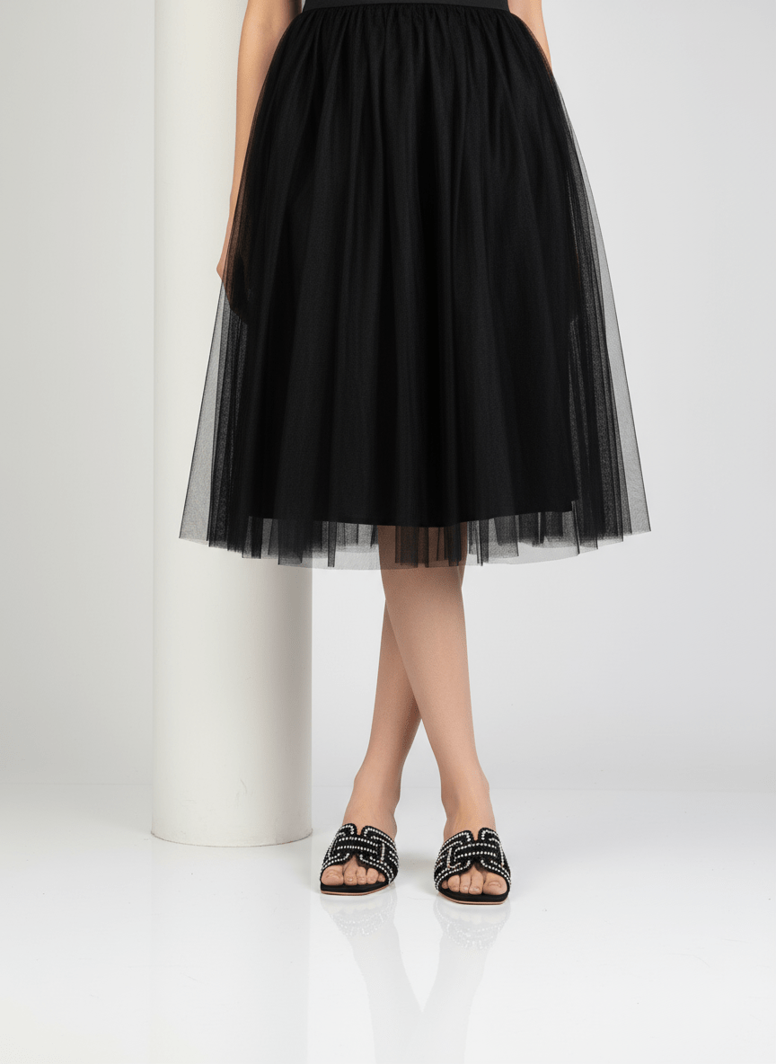 Rhinestone Straps Black Slipper - Spunkz