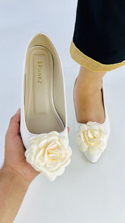 Spunkz Silk Flower Ballet Flats Wedding Shoes