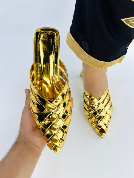 Alfie GOLD Heeled Sandals (11051) - Spunkz