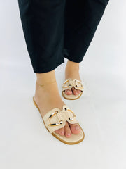 Chain Link Beige Slides (11080) - Spunkz
