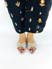 Silver Embellished Slipper (11020) - Spunkz