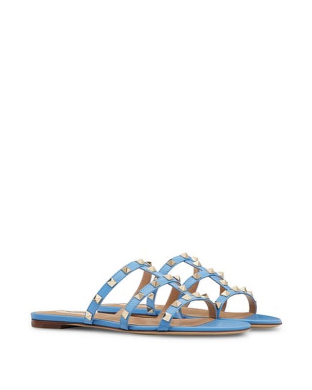 Cage Straps Blue Slippers - Spunkz