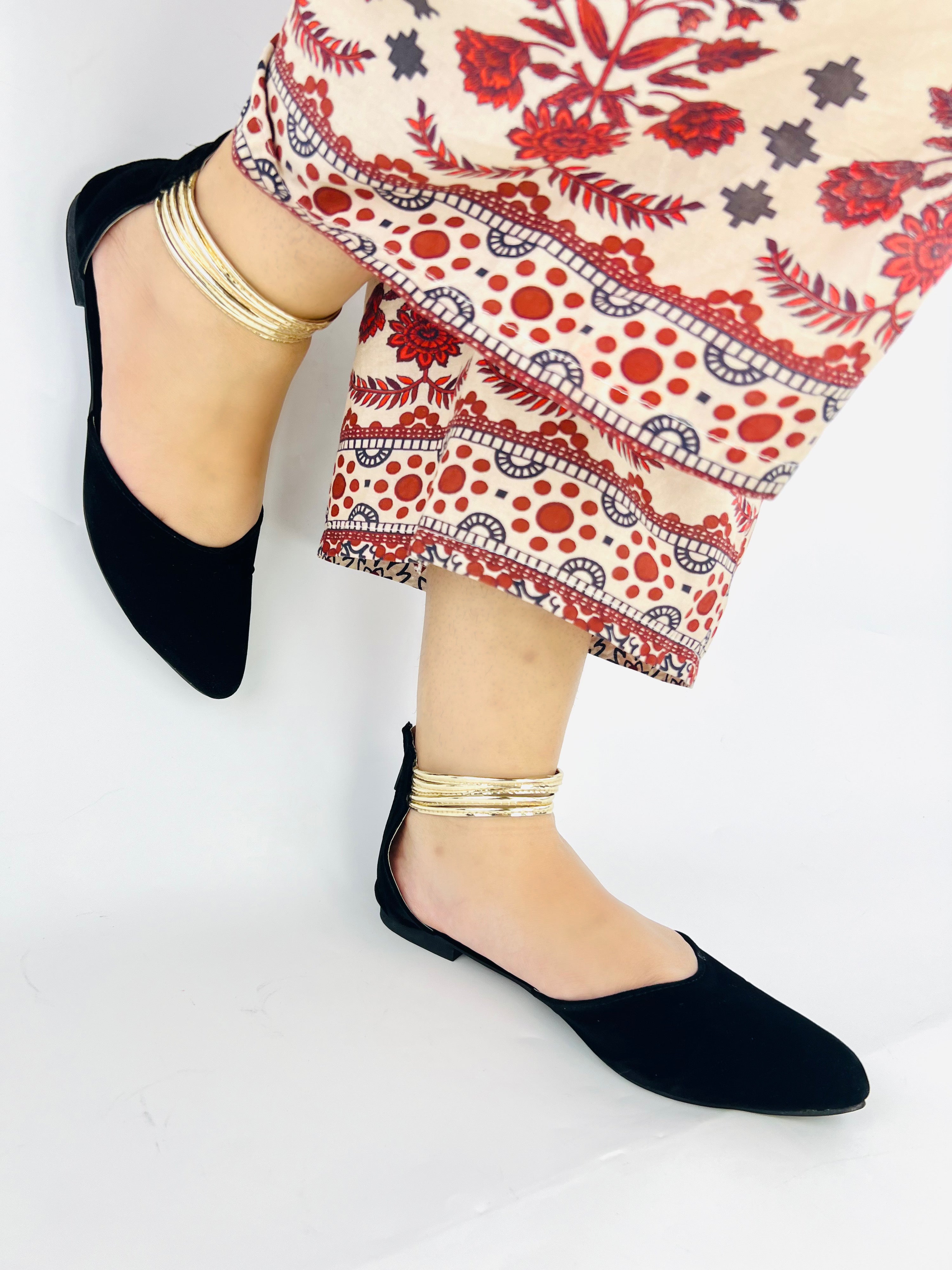 Layla Black Ankle Strap Mules Pump 90034