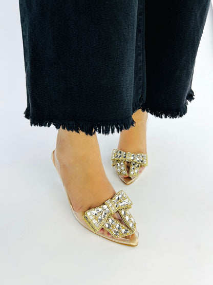 Spunkz Transparent Crystal Sequin Butterfly Heels