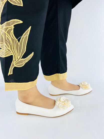 Spunkz Silk Flower Ballet Flats Wedding Shoes