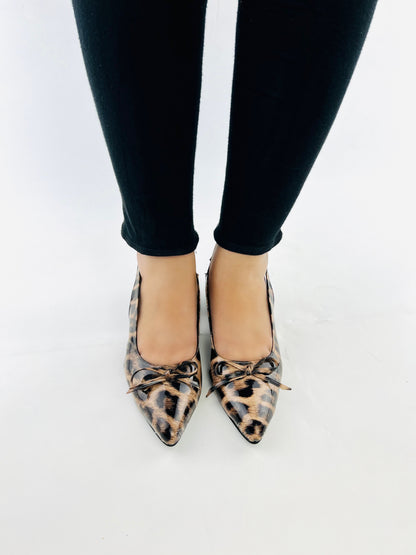 Leopard Print Slingback Heel Sandals